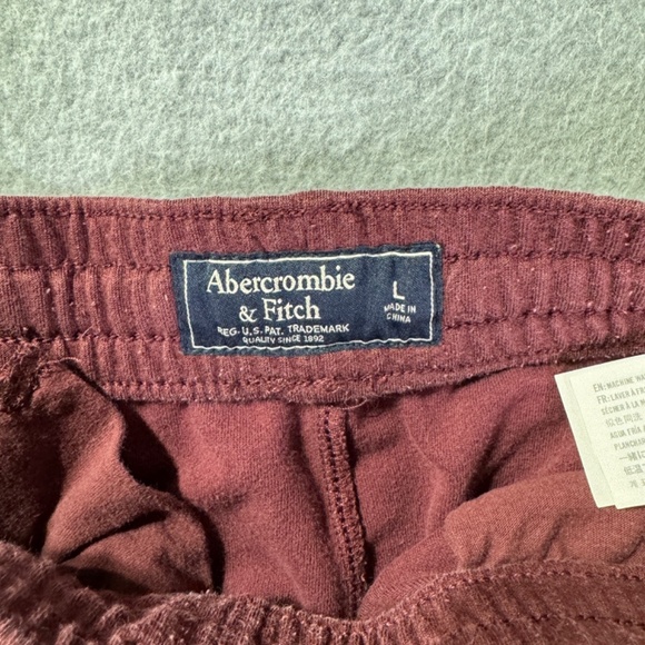 Vintage Y2K Abercrombie & Fitch Sweatpants Mens L Burgundy Drawstring Heavy - Picture 5 of 7